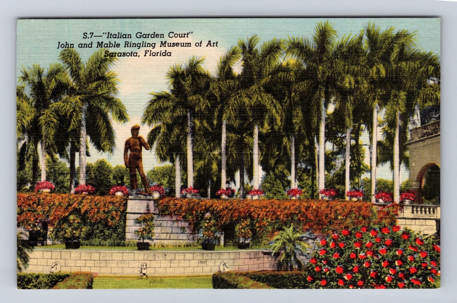 Sarasota FL-Florida, Ringling Art Museum, Italian Garden Court, Vintage Postcard