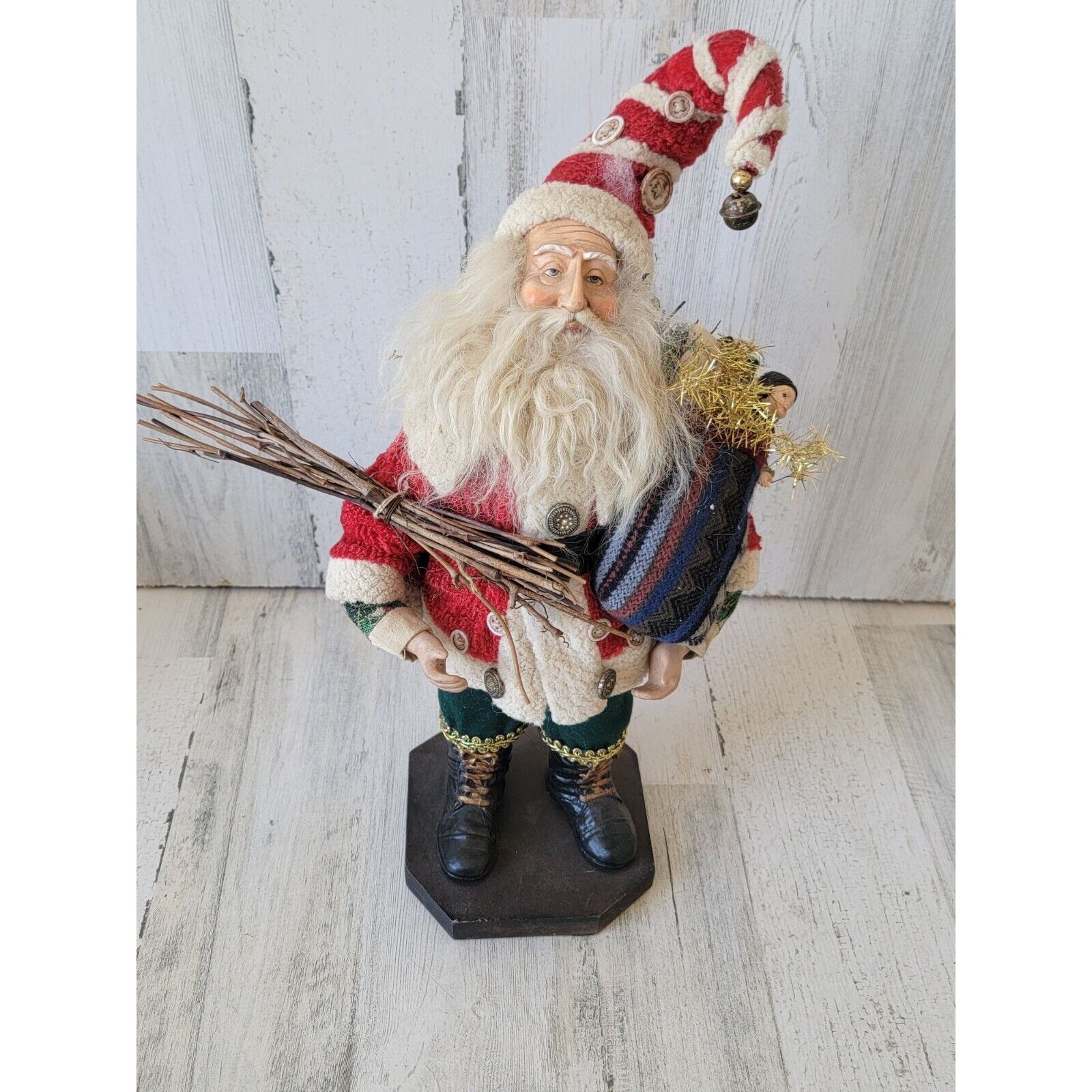 Rustic woodland Santa Claus toy sack gift Kringle xmas figure