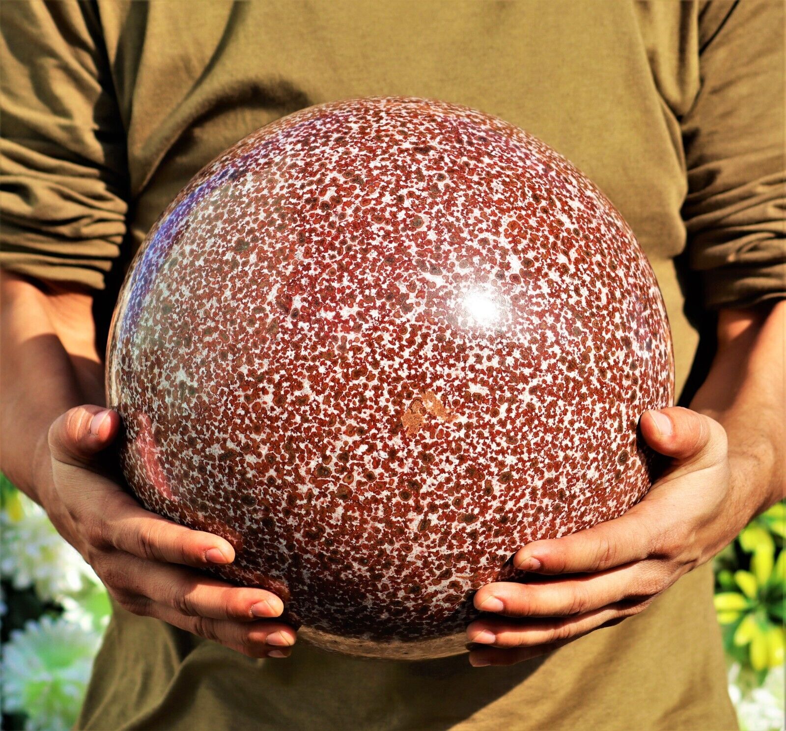 Huge 265MM Red Hornitos Jasper Spirit Power Reiki Chakra Stone Sphere Ball