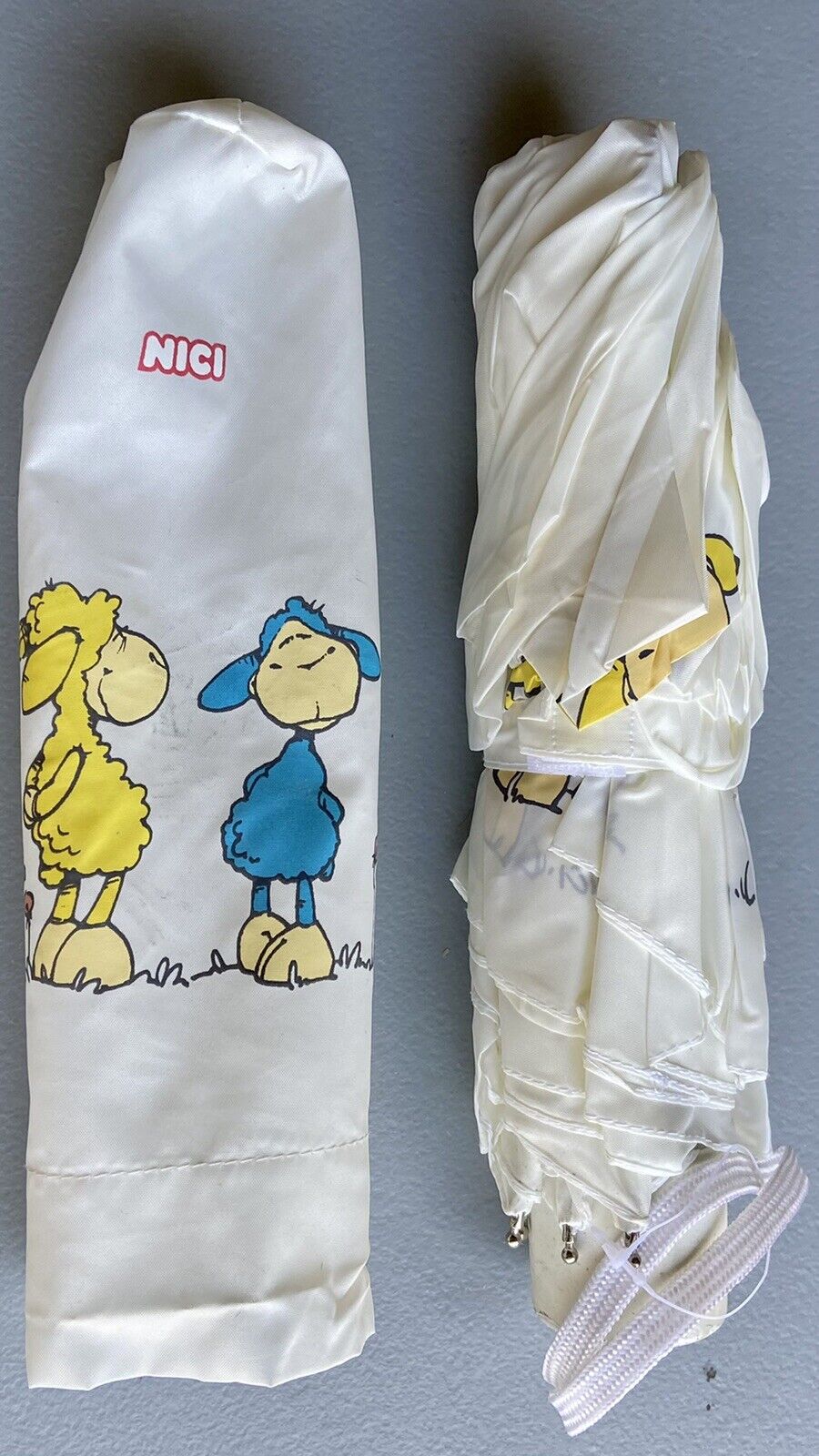NICI JAPAN Collectible Umbrella Yellow and Blue Sheep W Cover Extremely Rare