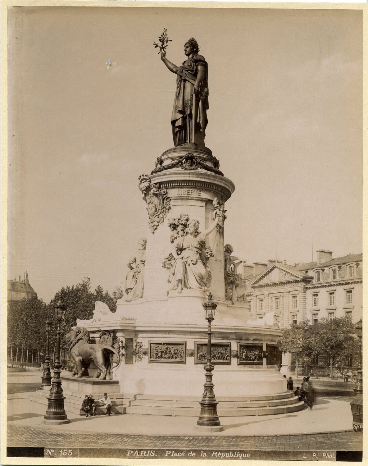 L.P. France, Paris, Place de la République Vintage Albumen Print. Albu Print