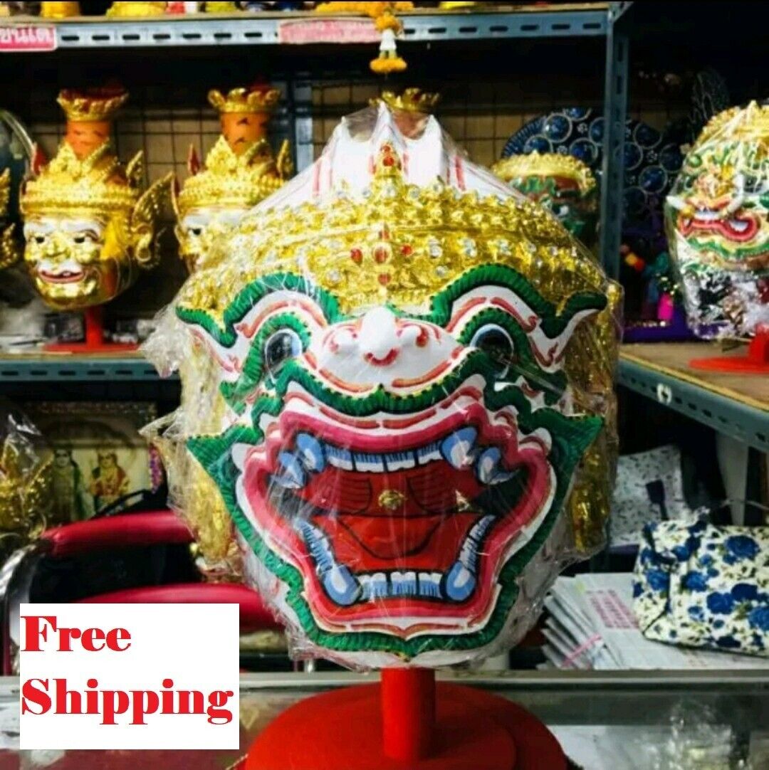 Hanuman Mask Thai Khon Dance Handmade Painting Decoration Art Culture God  S6