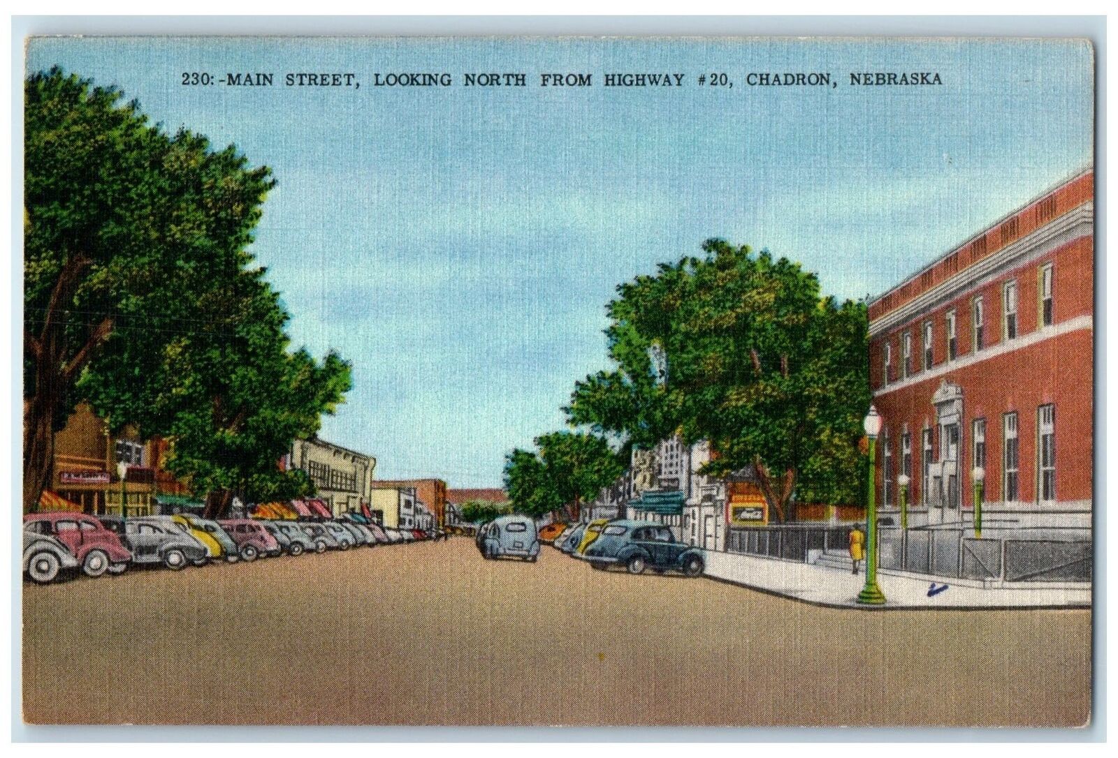 c1940 Main Street Looking North From Highway Chadron Nebraska Coca-Cola Postcard