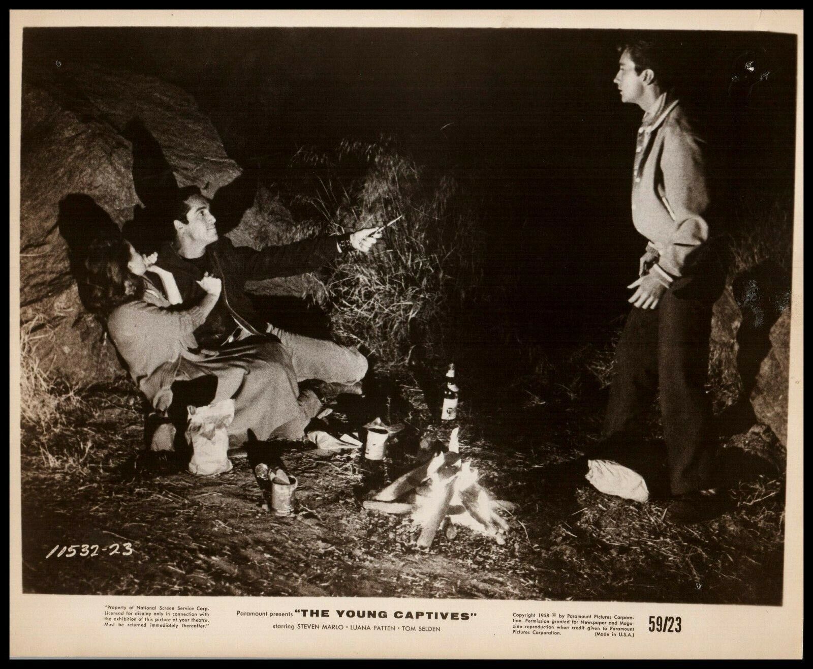 Steven Marlo + Tom Selden + Luana Patten in The Young Captives (1958) PHOTO M 66