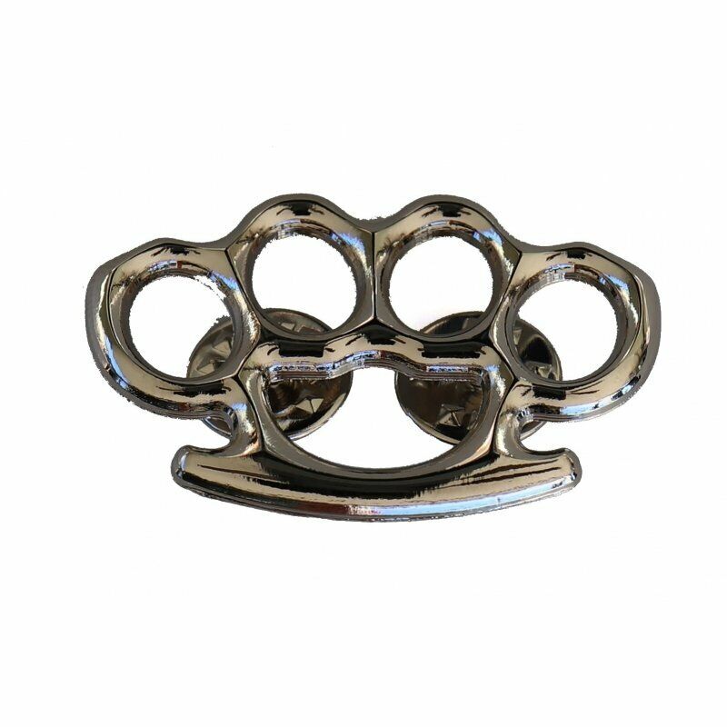 Pin For Lapel, Hat, Vest, Jacket, Silver Knuckles (Brass) Quality Metal Pin