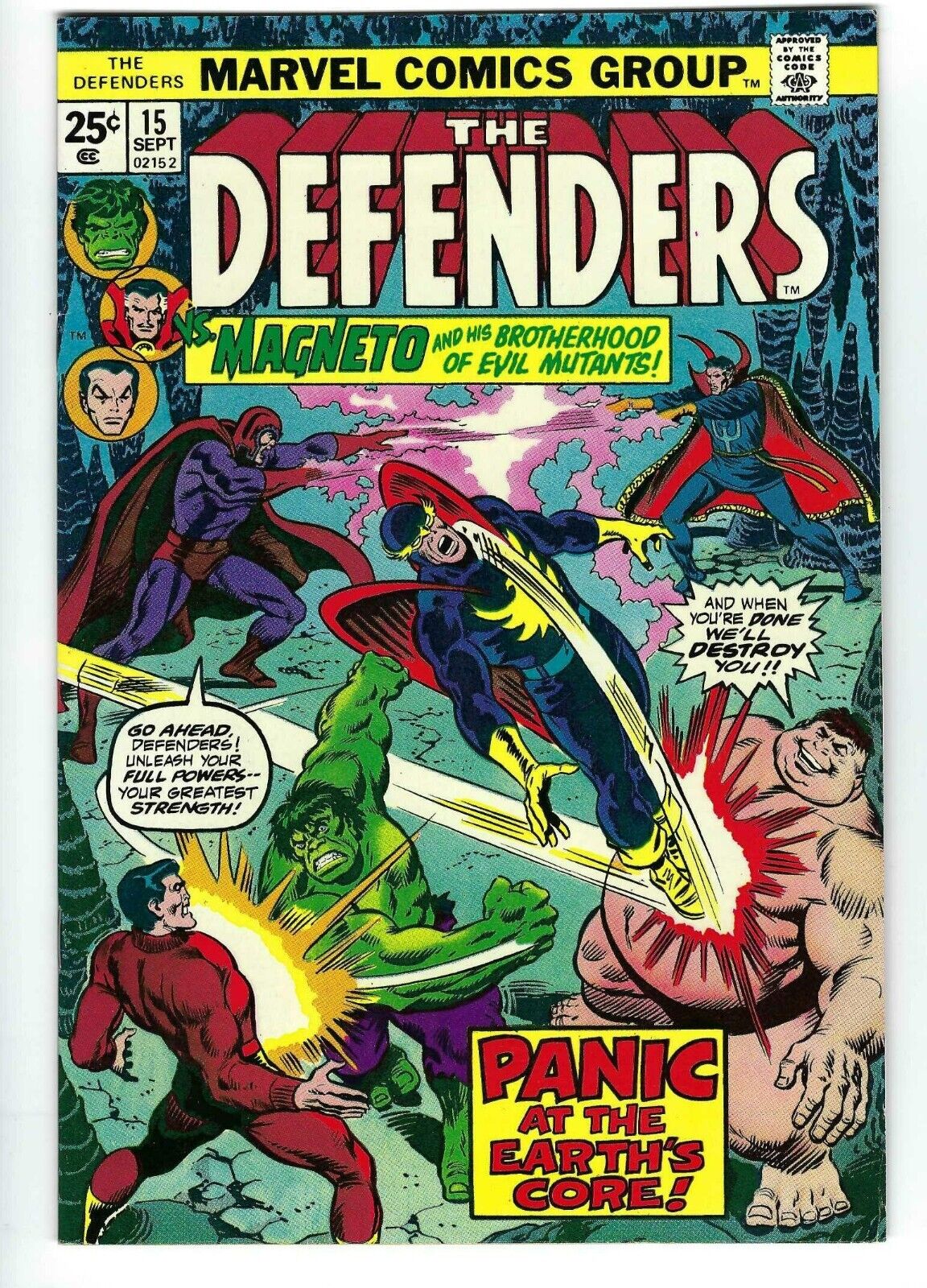Defenders 15 VF/NM 9.0 Bronze Age 1974