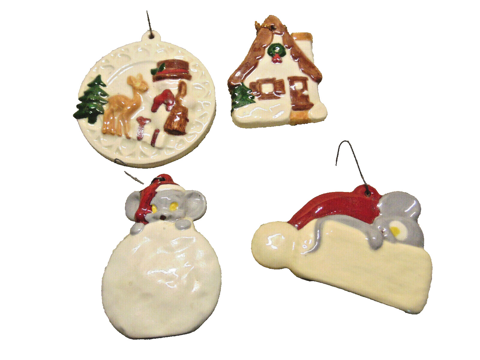 Vintage Mixed Set of 4 Ceramic Christmas Ornaments  3\