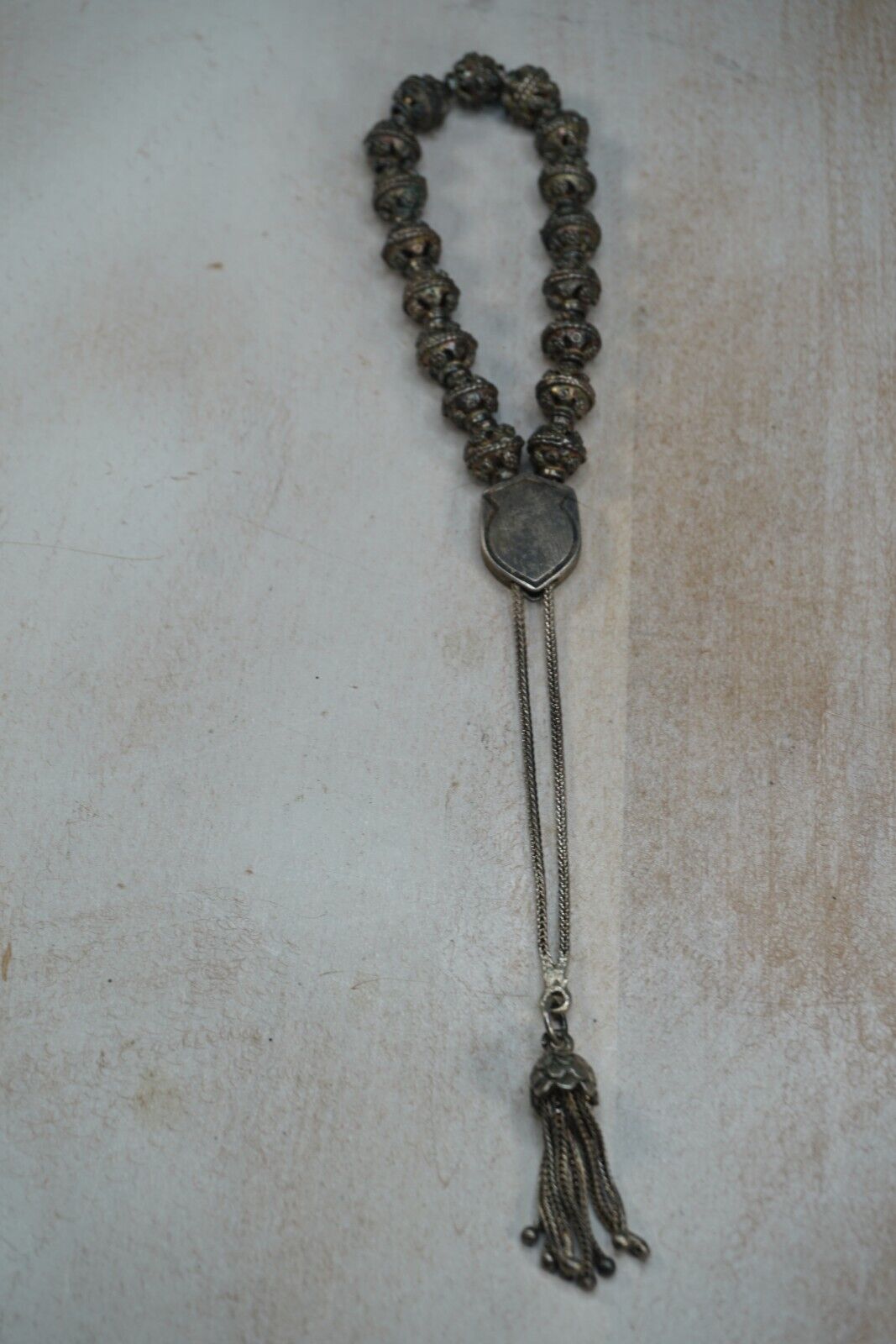 Sterling Filigree Antique Worry-Bead Prayer Bead Rosary 22.8gr