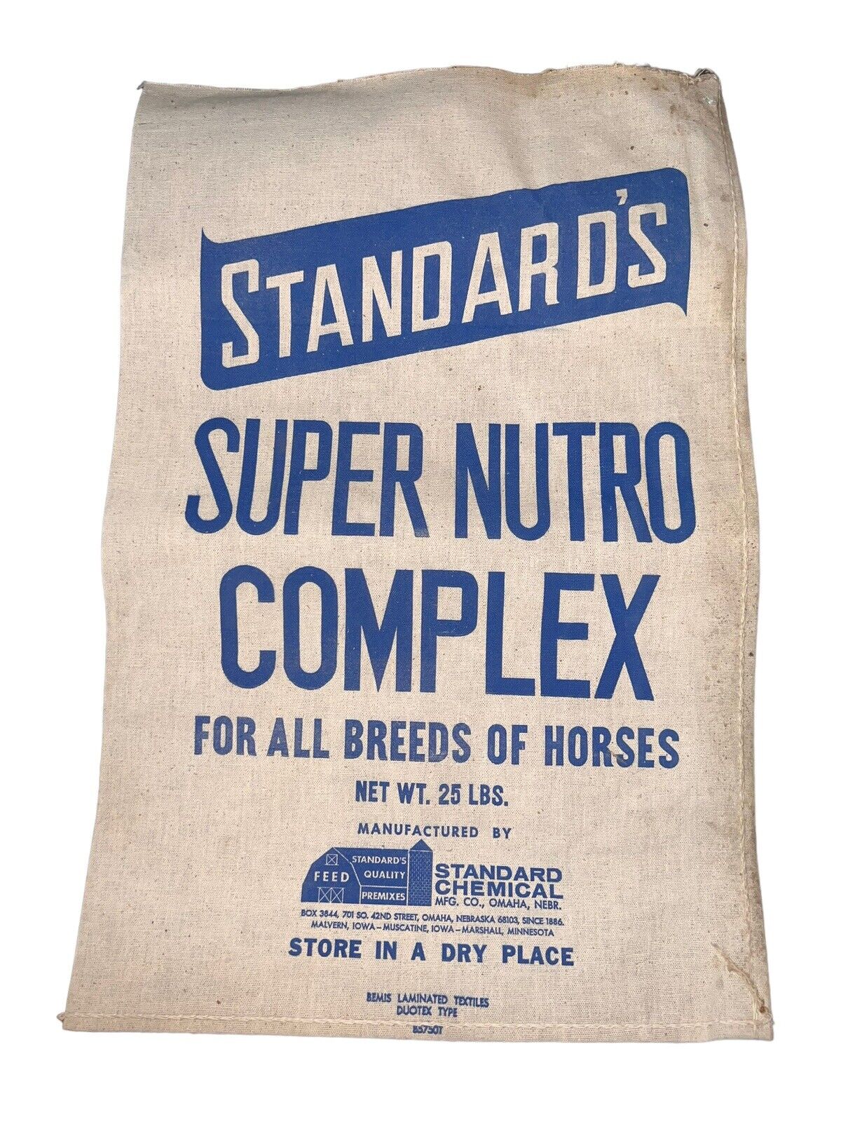 Vintage Feed Sack Standard’s Super Nutro Complex 25 lbs Standard Chemical Omaha 
