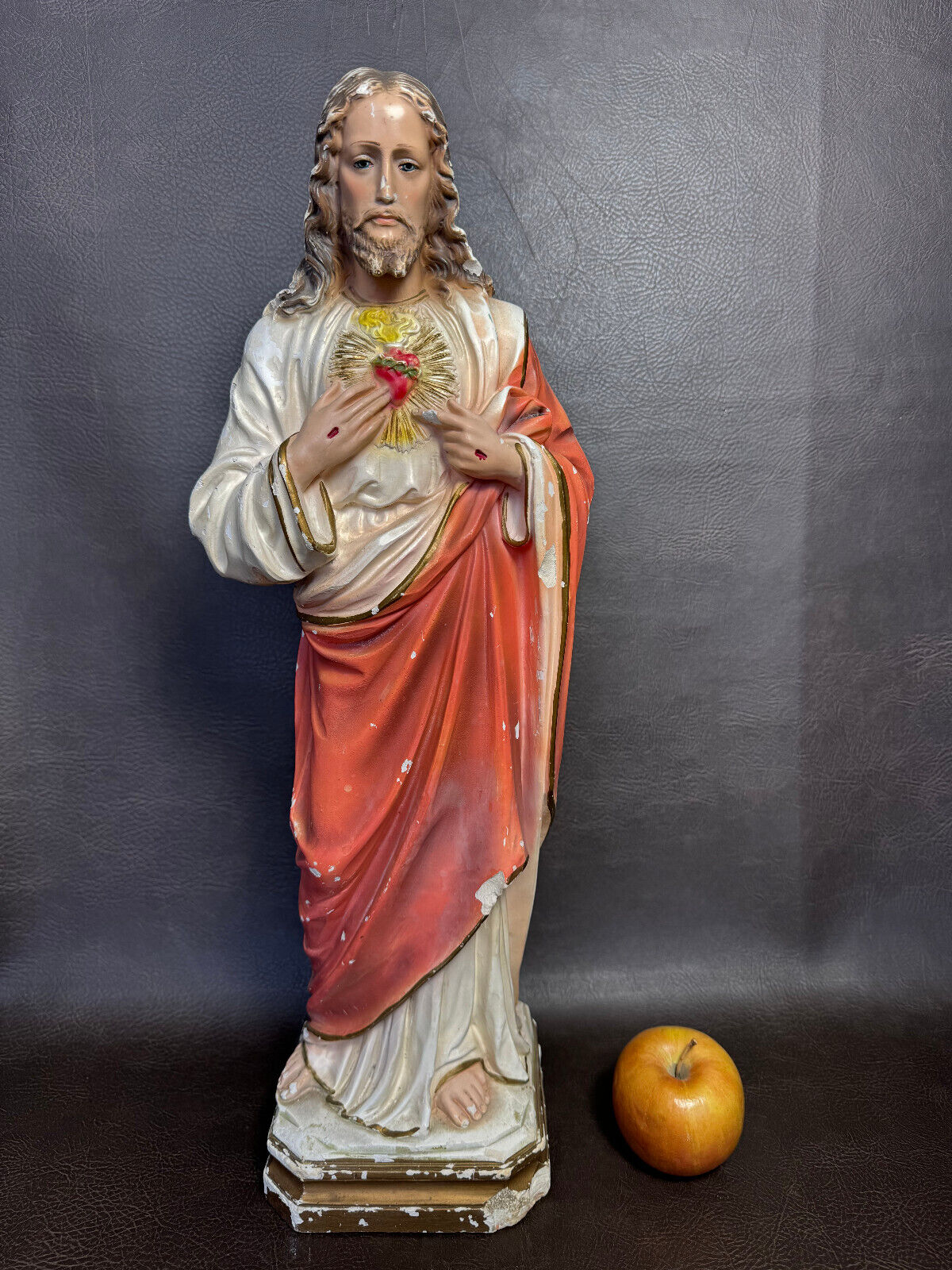 Antique Jesus Sacred Heart Statue 22\