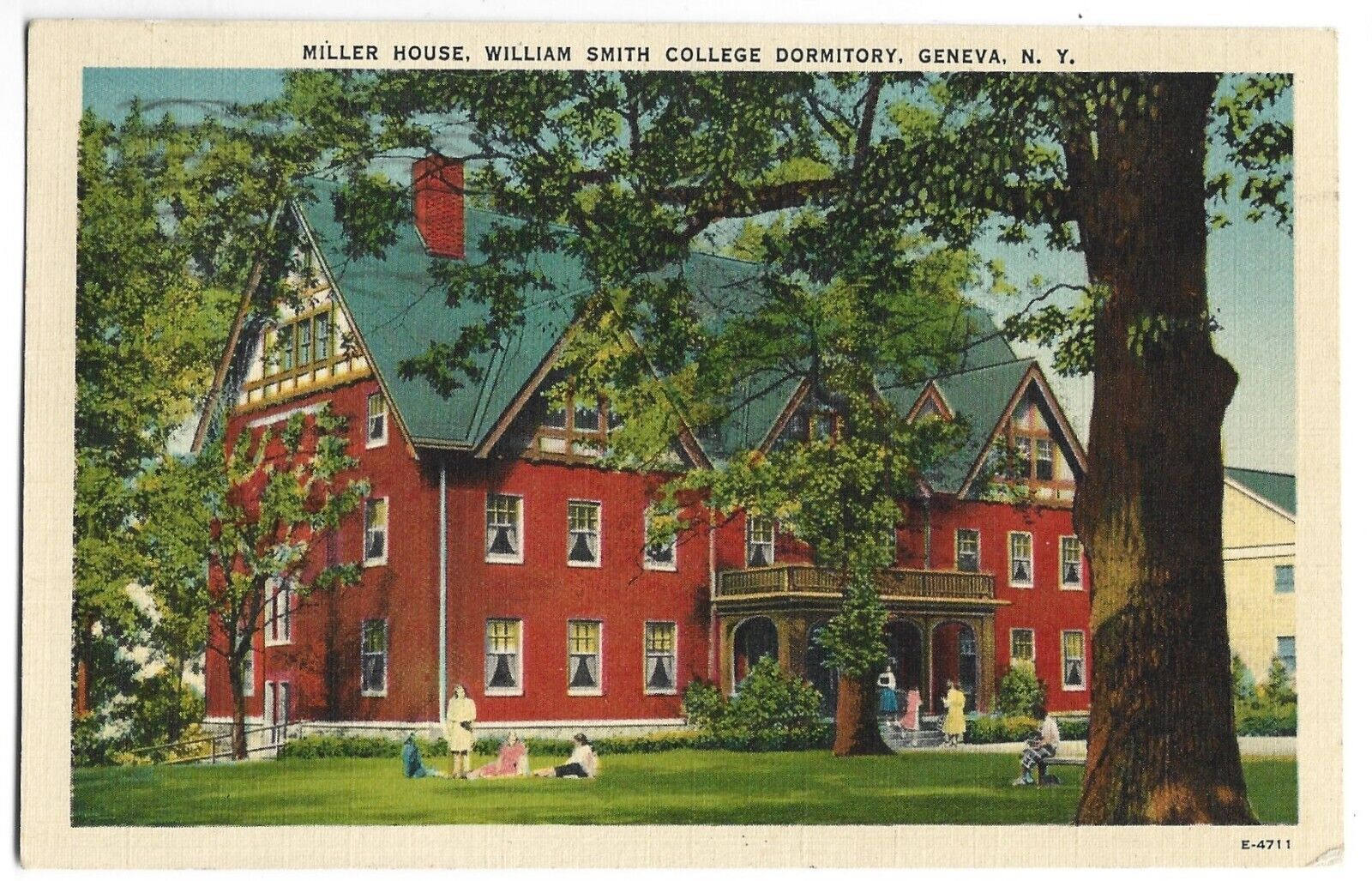 Postcard Geneva New York Miller House William Smith College Dormitory Vtg