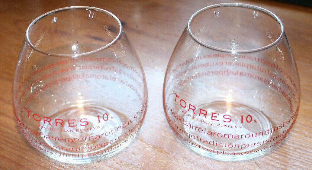 Torres Gran Reserva 10 Brandy  - original glass tumbler - set of 2 glass