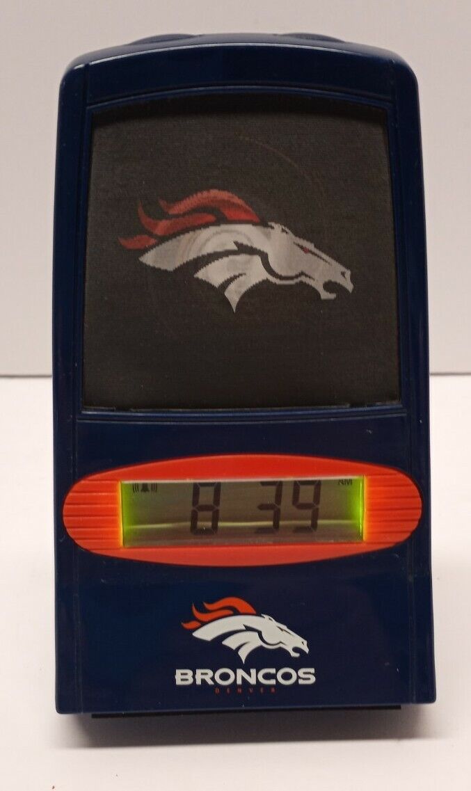 Rare Denver Broncos lenticular Alarm Clock Though works LTD. Lite & sound 