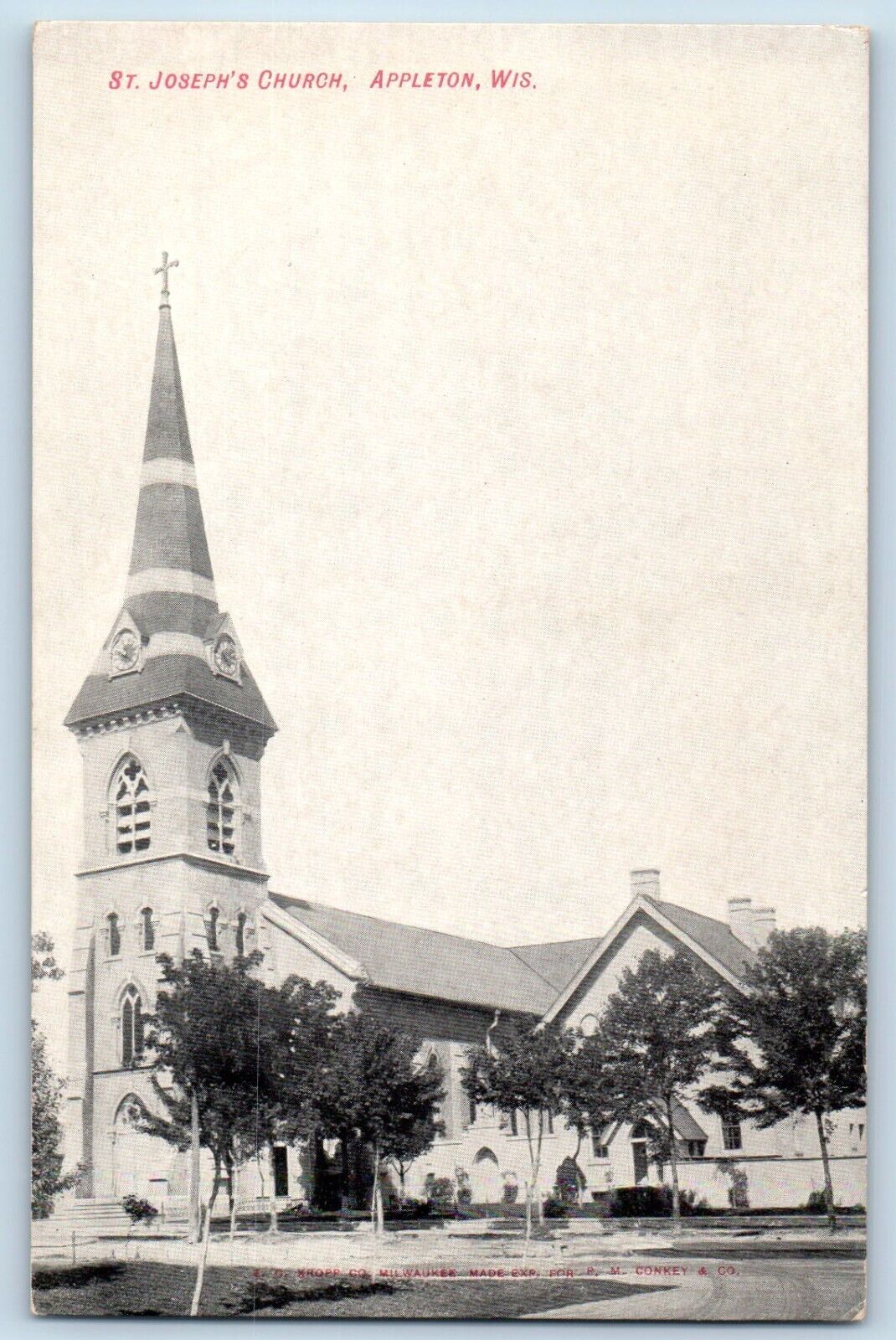 Appleton Wisconsin Postcard St. Joseph's Church Chapel Exterior Building c1910