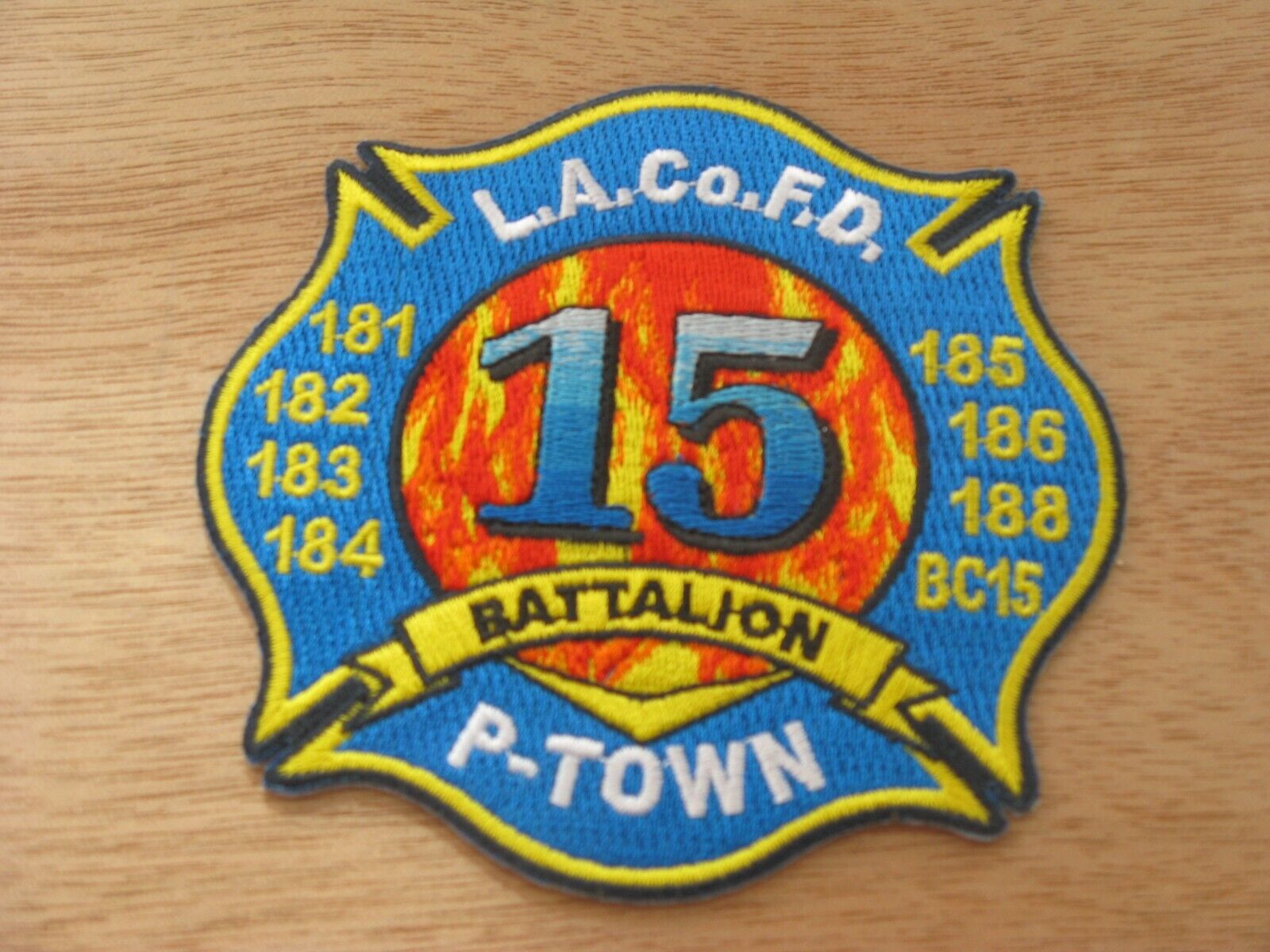 LA County Battalion 15 P Town Light Blue Fire Patch