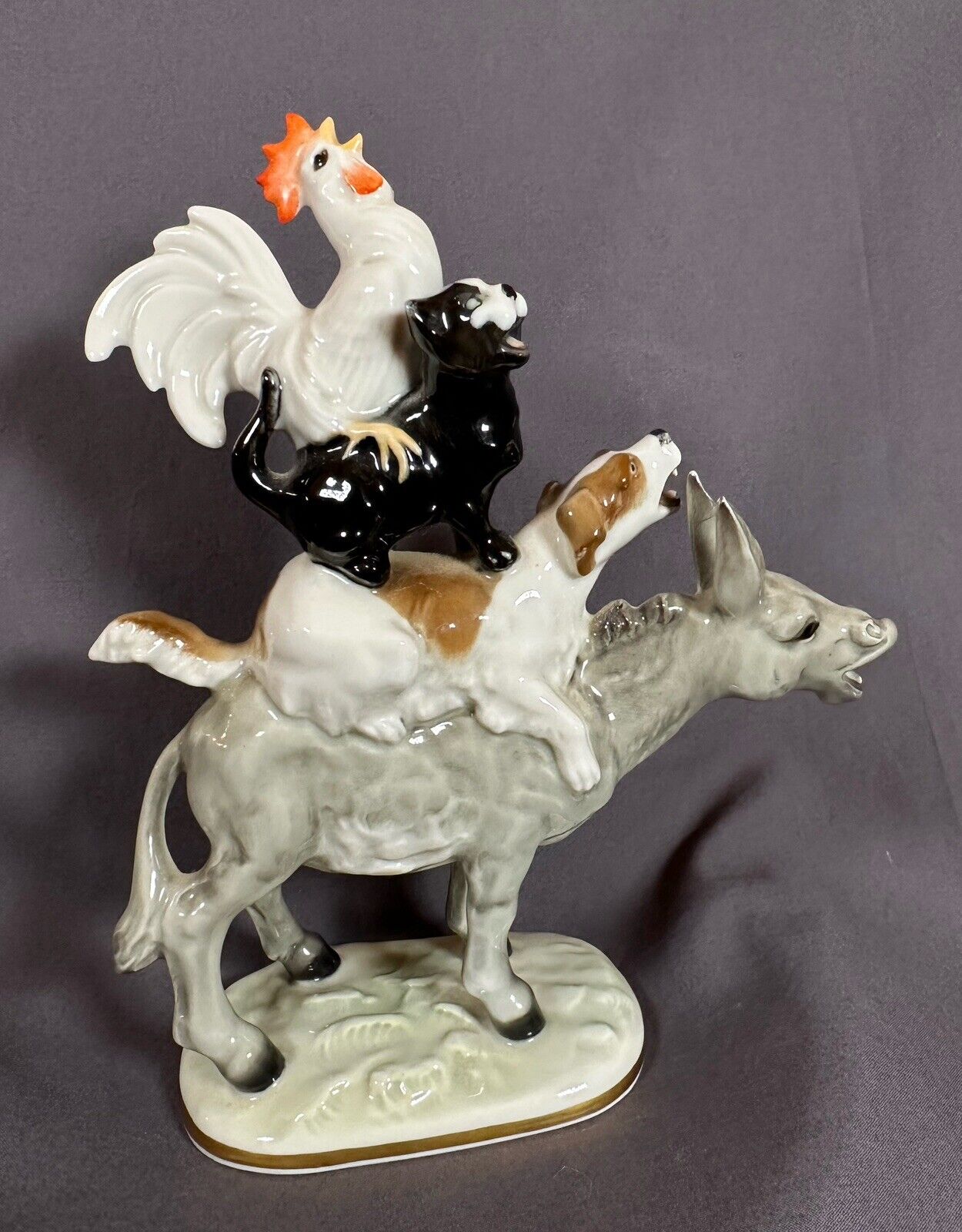 Whimsical Hutschenreuther Germany Bremen Town Musicians Porcelain Figurine