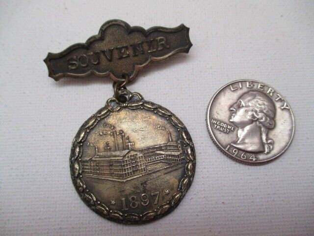 Antique 1897 NEW BEDFORD MASS Semi-Centennial Souvenir Medal & Pin