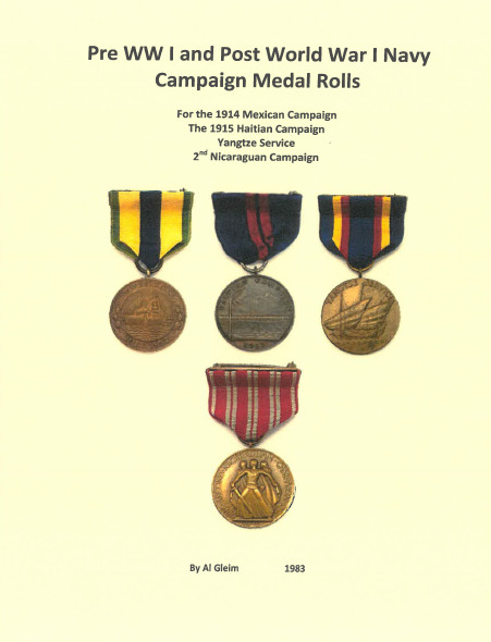 Pre WW I US Navy Haiti Mexico 2nd Nicaragua Yangtze Service Medal Roster Book