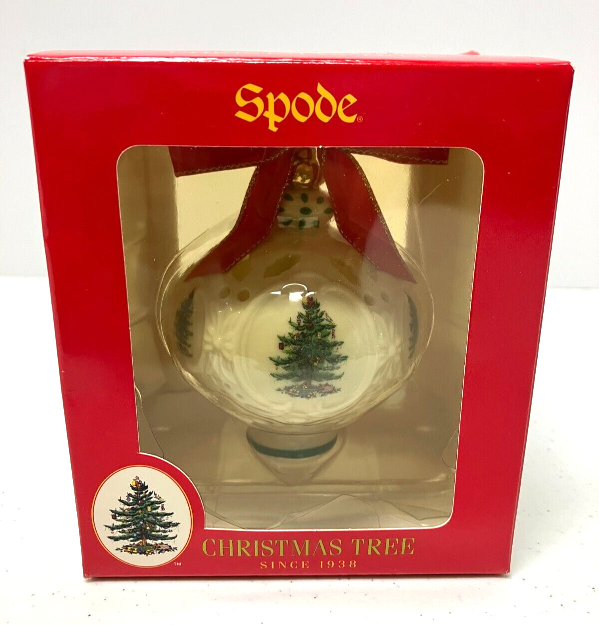 NEW Spode Christmas Tree Tear Drop Spinner Ornament in Box     K