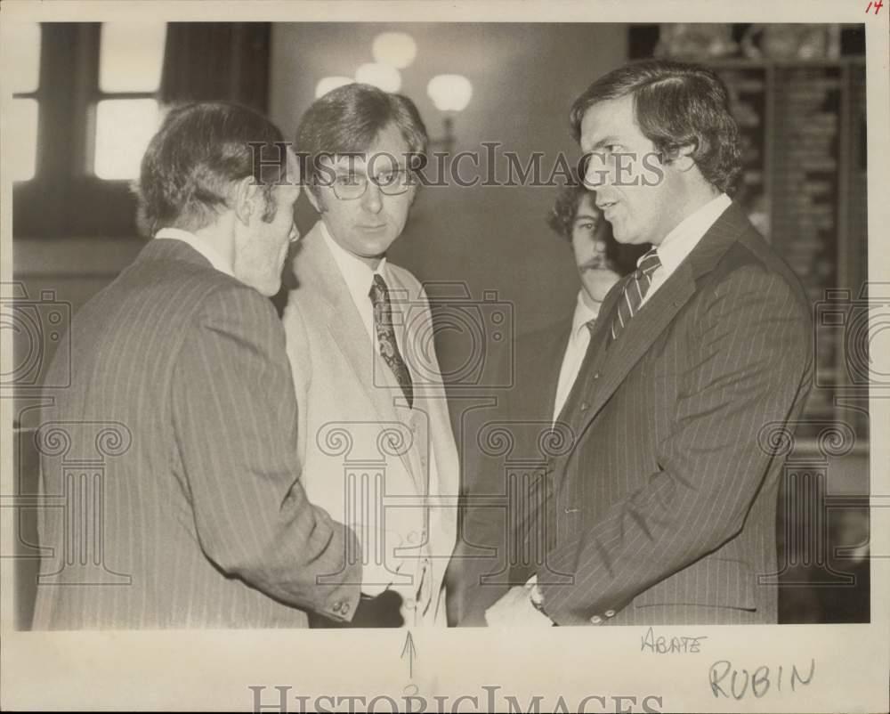 1979 Press Photo Ernest Abate talks with Men after Meeting - ctaa20897