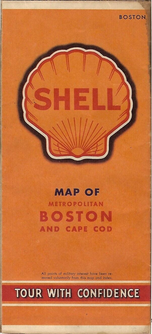 1942 SHELL OIL CO Military War Message Road Map BOSTON CAPE COD Massachusetts