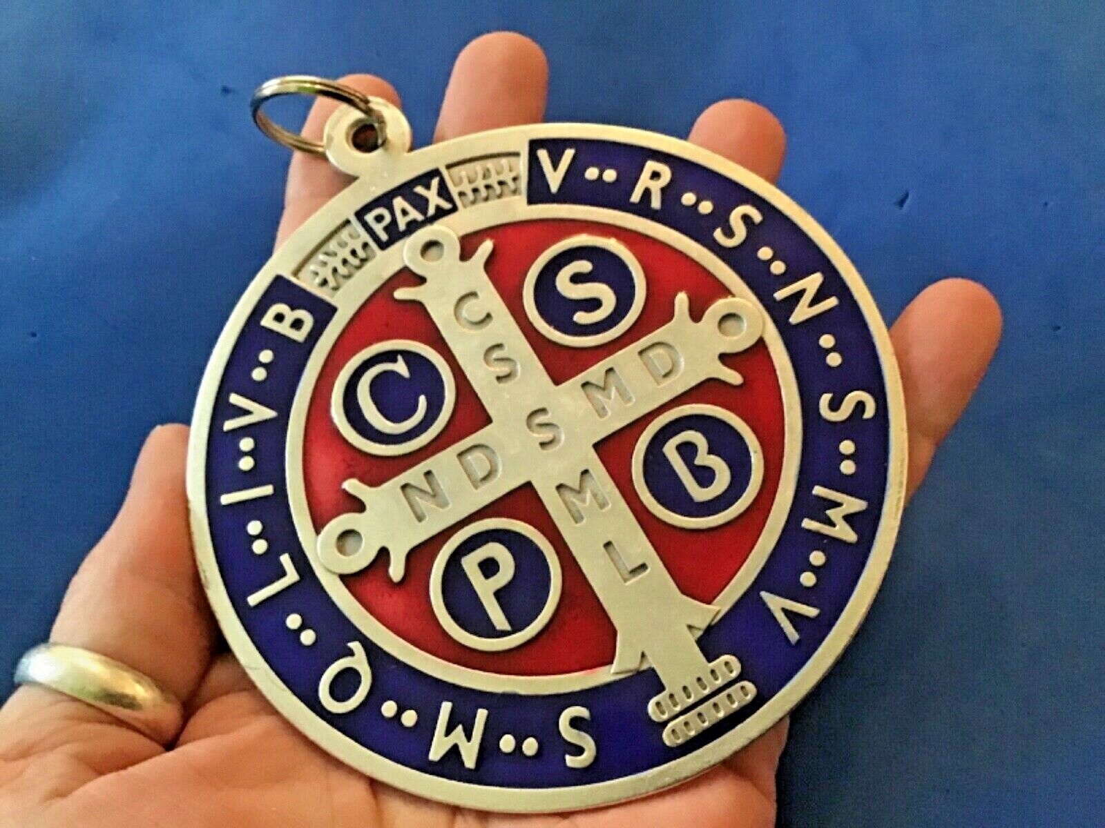 Huge St BENEDICT Medal Protection Excorism's Saint Medal 4” Enamel Wall Medal