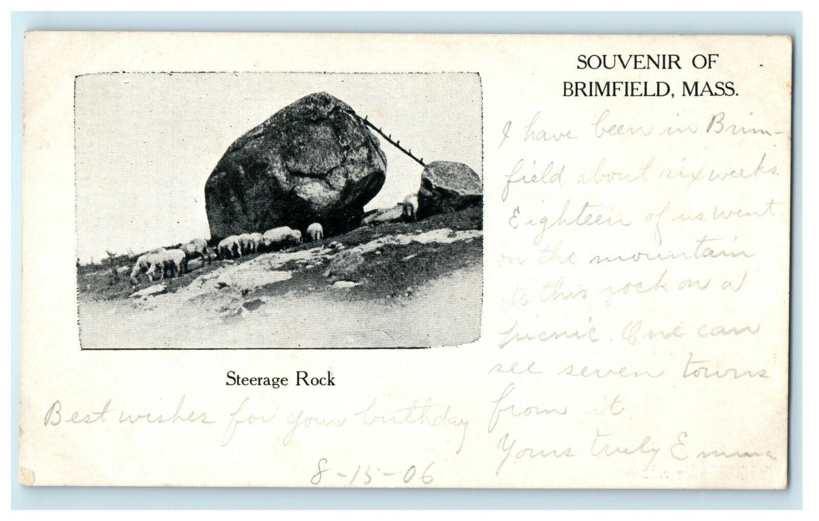 c1910 Steerage Rock Souvenir Of Brimfield Massachusetts MA Antique Postcard