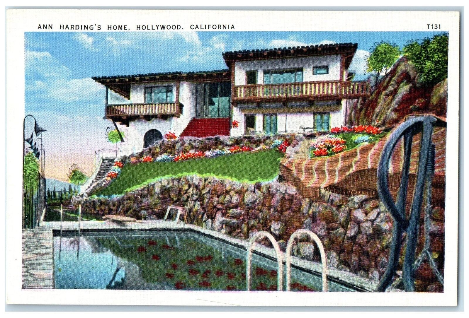 c1940's Ann Harding's Home Exterior Hollywood California CA Unposted Postcard