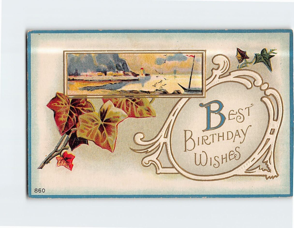 Postcard Best Birthday Wishes Art Print Embossed Card