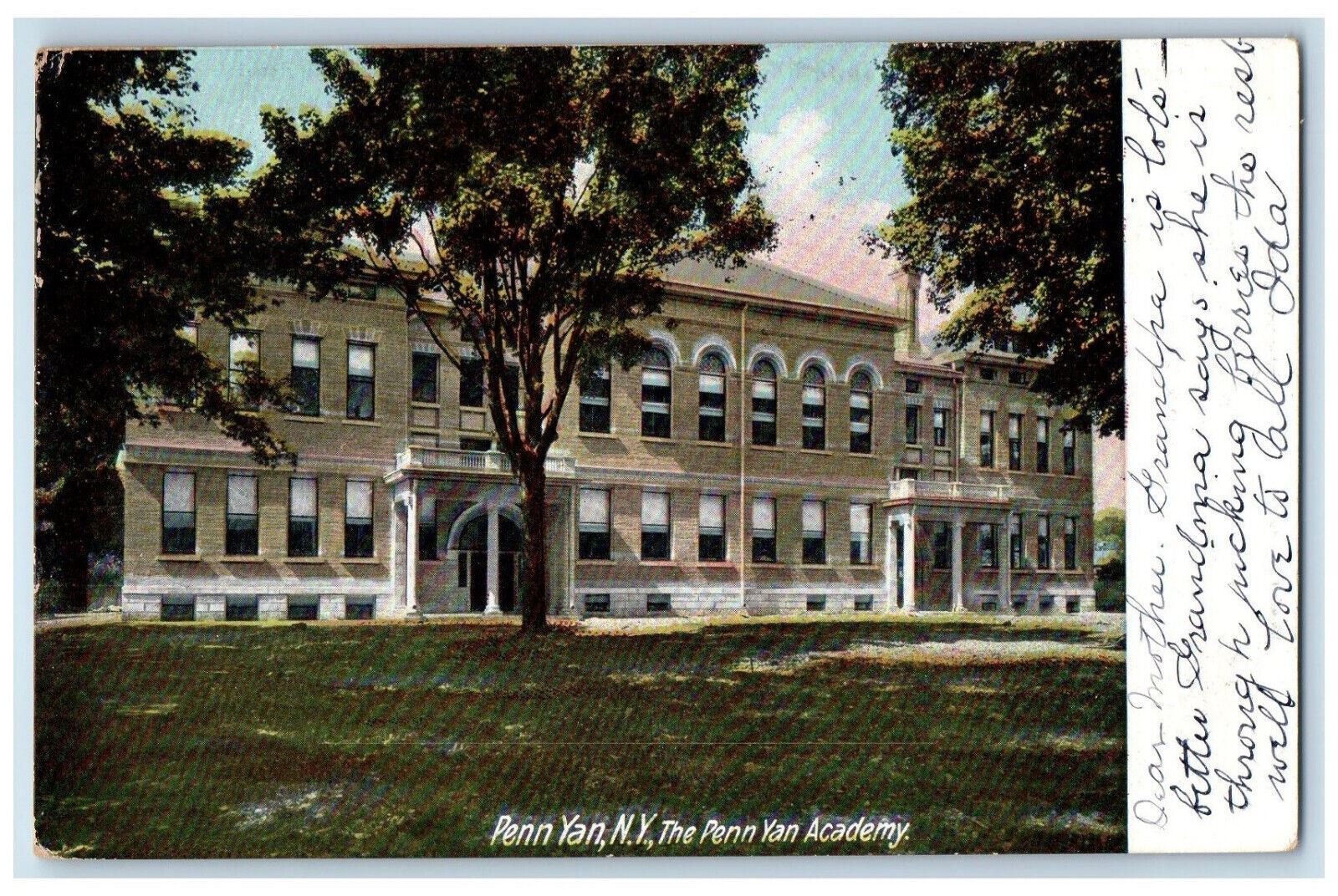 1907 The Penn Yan Academy, Penn Yan New York NY Posted Antique Postcard