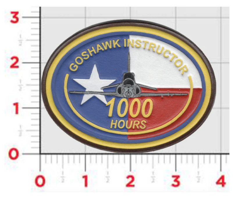 MILITARY T-45 GOSHAWK INSTRUCTOR 1000 HOUR COLOR LEATHER PATCH