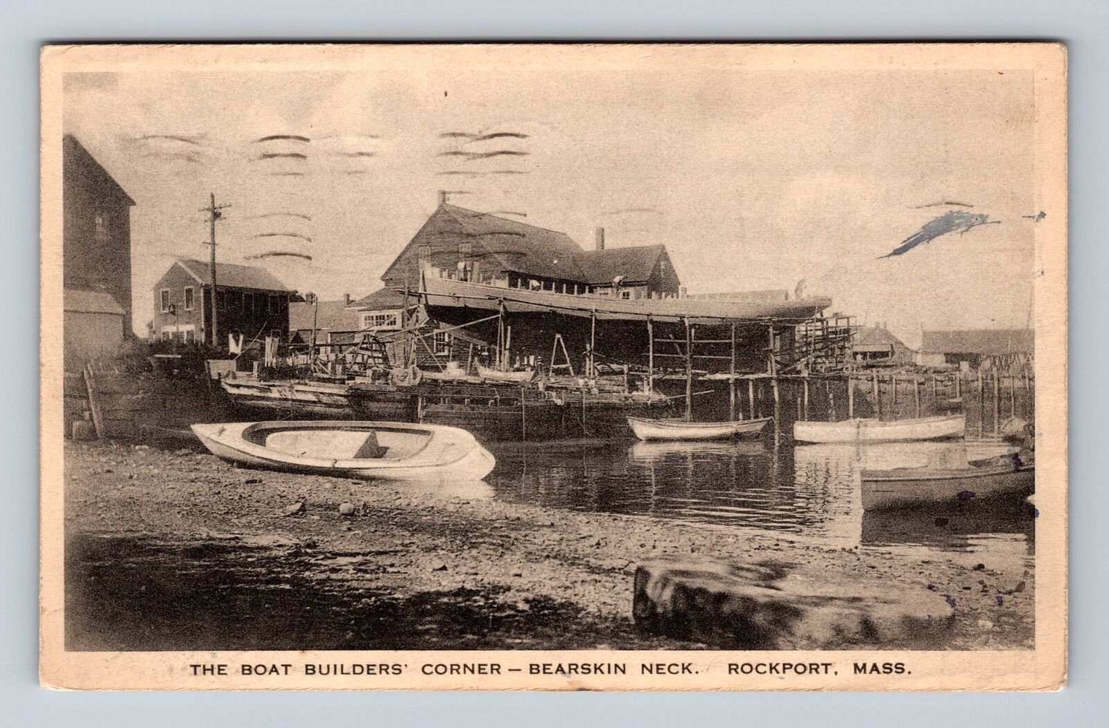 Rockport MA-Massachusetts, Boat Builders' Corner-Bearskin Neck, Vintage Postcard