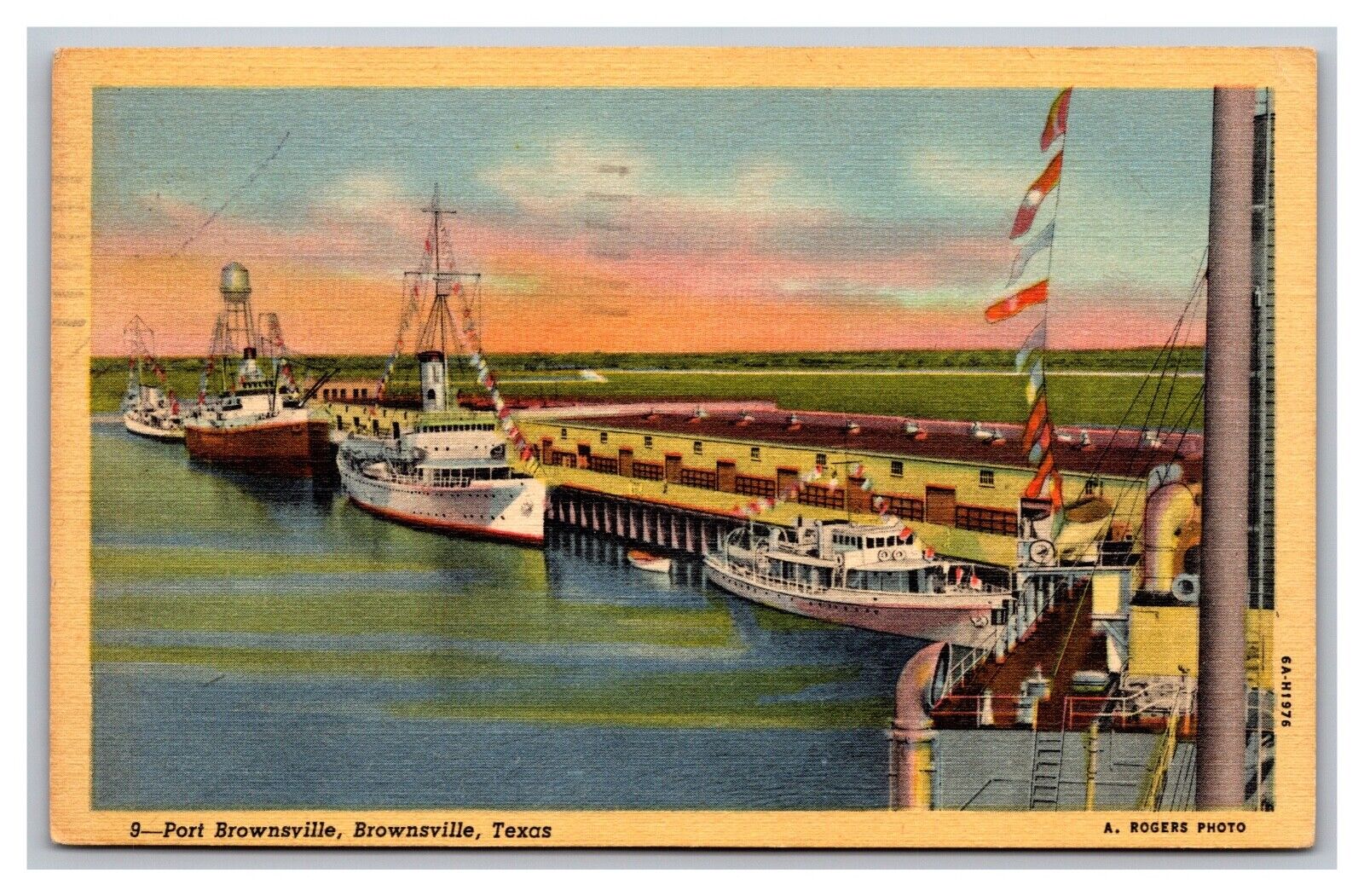Brownsville TX Texas Port Brownsville 9 Ships Boats  Linen Postcard Posted 1949