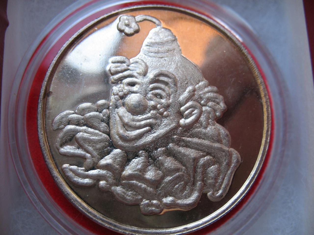 1 OZ.999 SILVER VERY RARE VINTAGE GOLDEN STATE MINT CIRCUS CLOWN  COIN + GOLD
