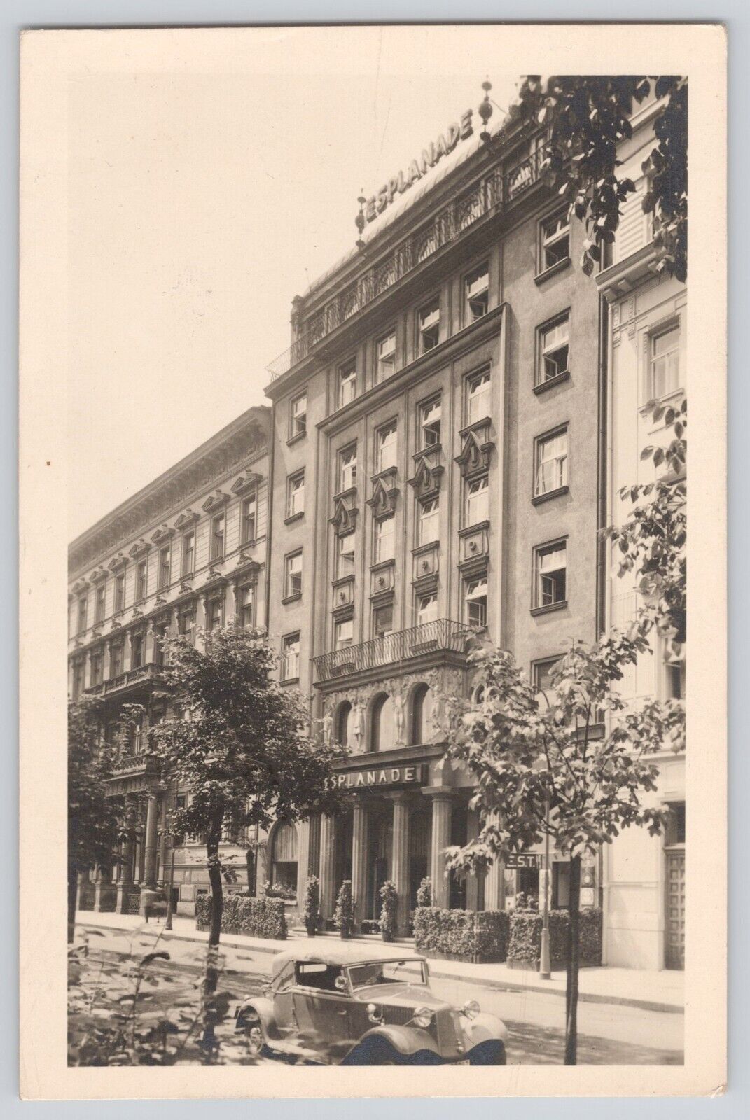 Postcard RPPC Photo Czechoslovakia Hotel Esplanade Exterior Street View 1950