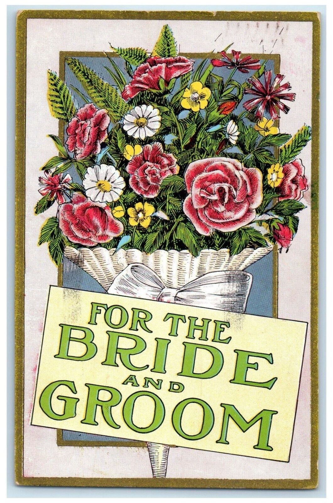 1909 Flowers Bouquet For The Bride And Groom Salem Oregon OR Antique Postcard