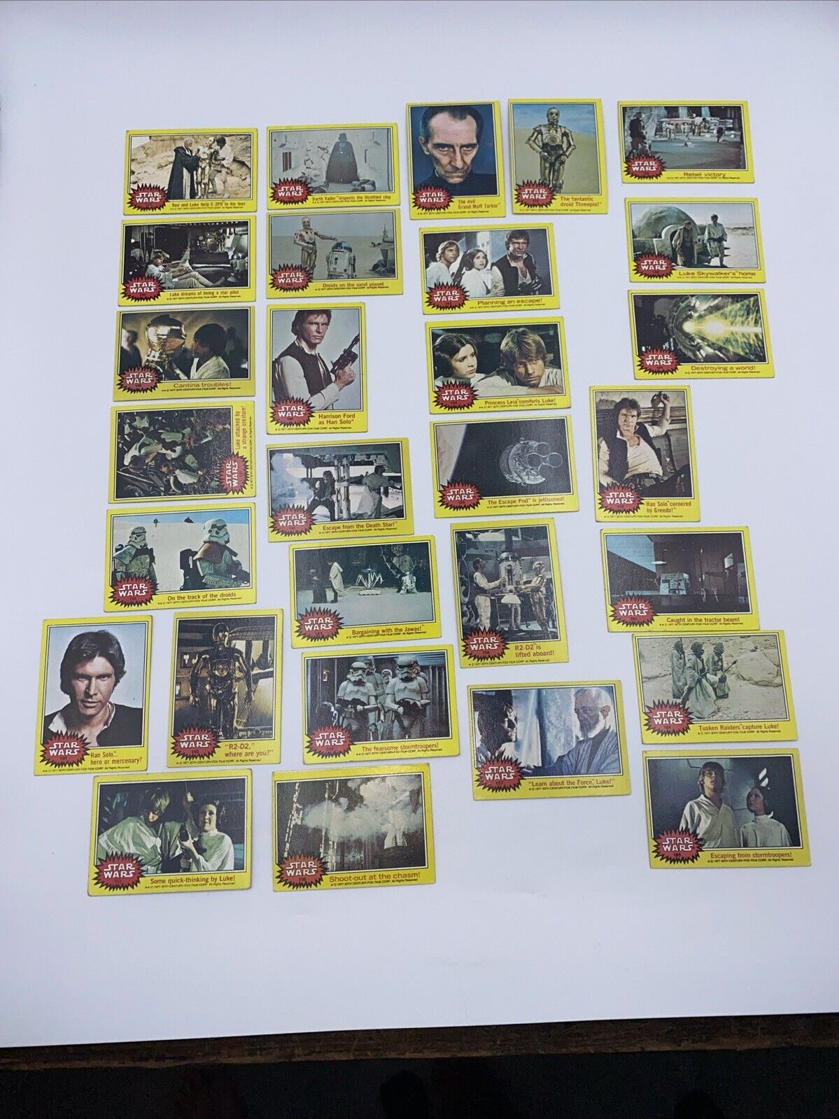 1977 Topps Star Wars Series 3 Yellow 80 Cards (51 In Series) Good - Ex Condition