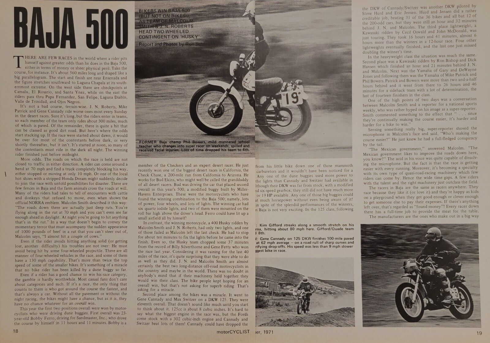 1971 Baja 500 Motorcycle Race 3p Article Phil Bowers Canaday DKW Husqvarna