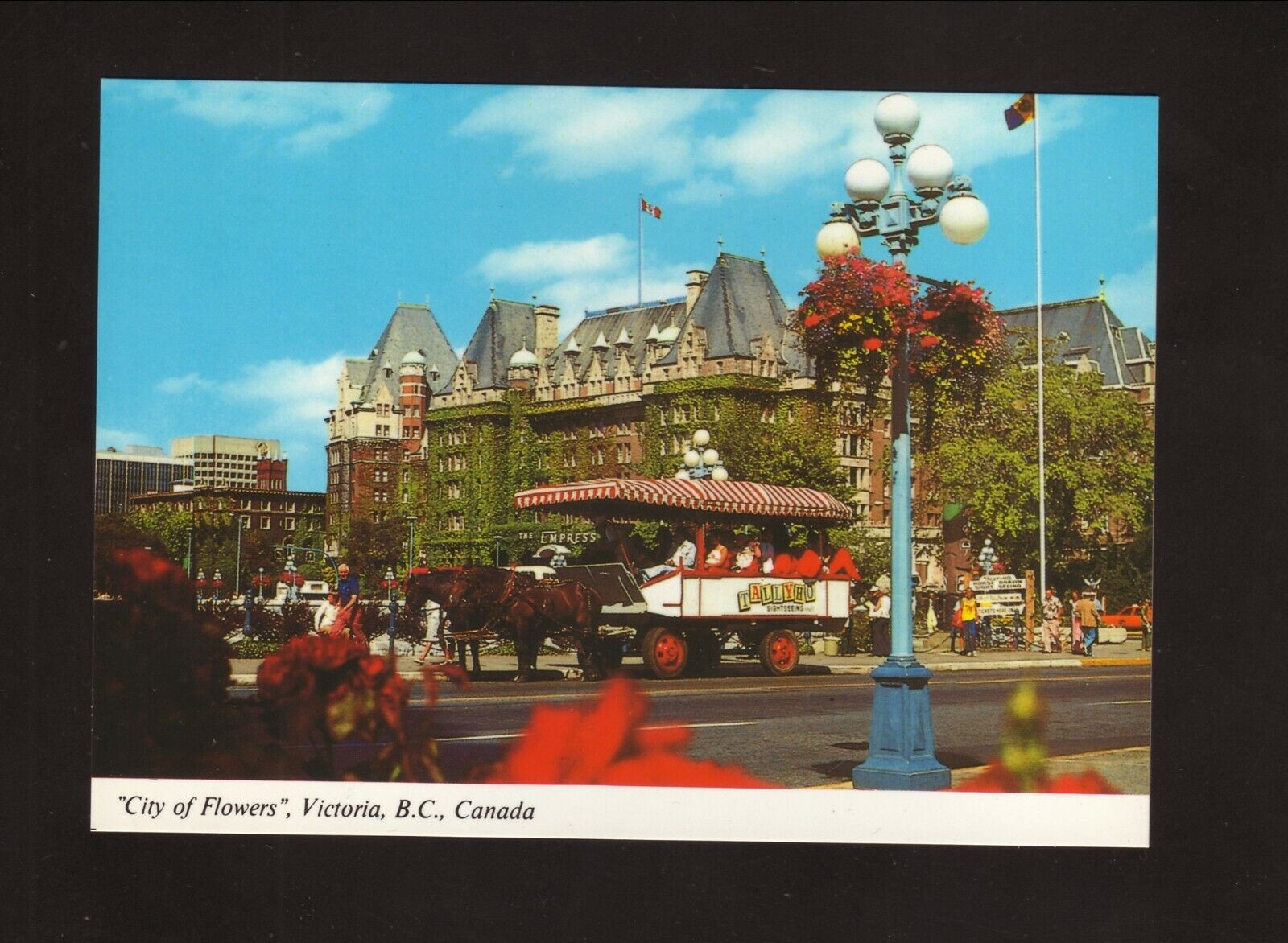 City of Flowers--Empress Hotel--Victoria, British Columbia--Peacock Postcard