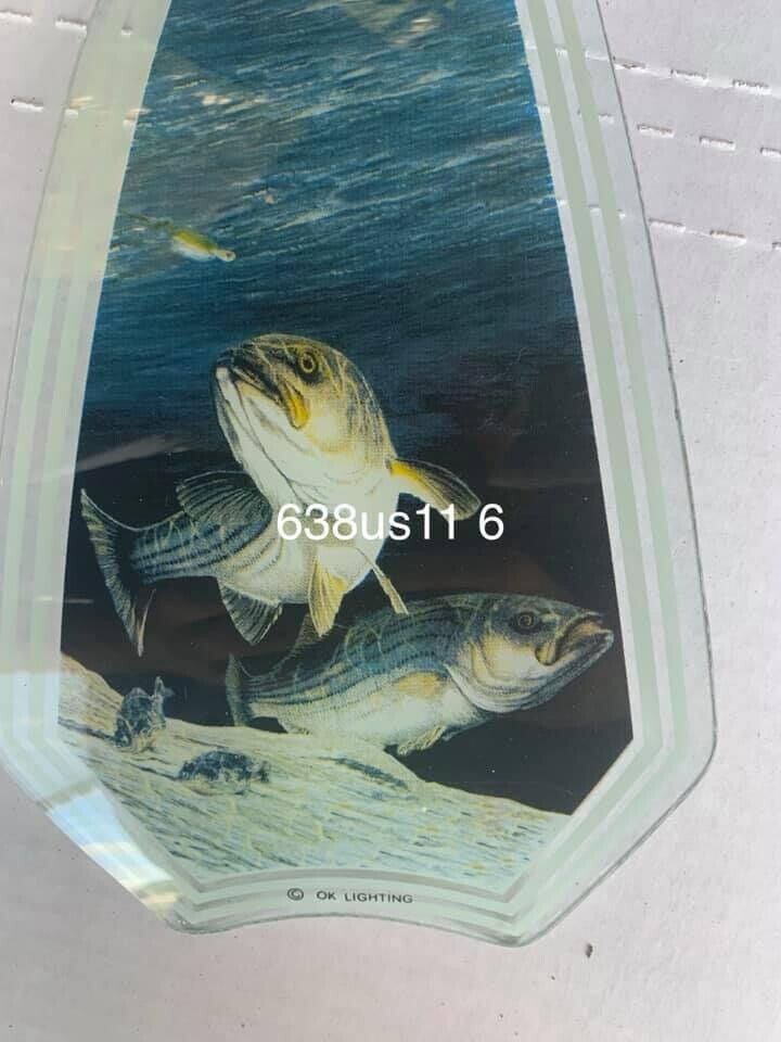 OK Lighting Touch Lamp Glass Panel Fish Striped Bass