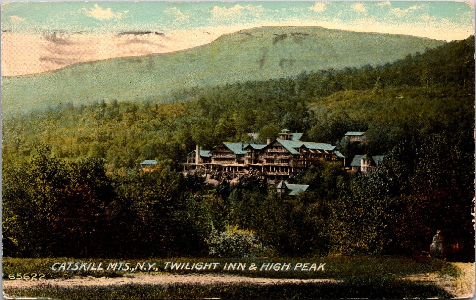 Twilight Inn & High Peak Catskill Mountains New York NY Vintage Postcard L2