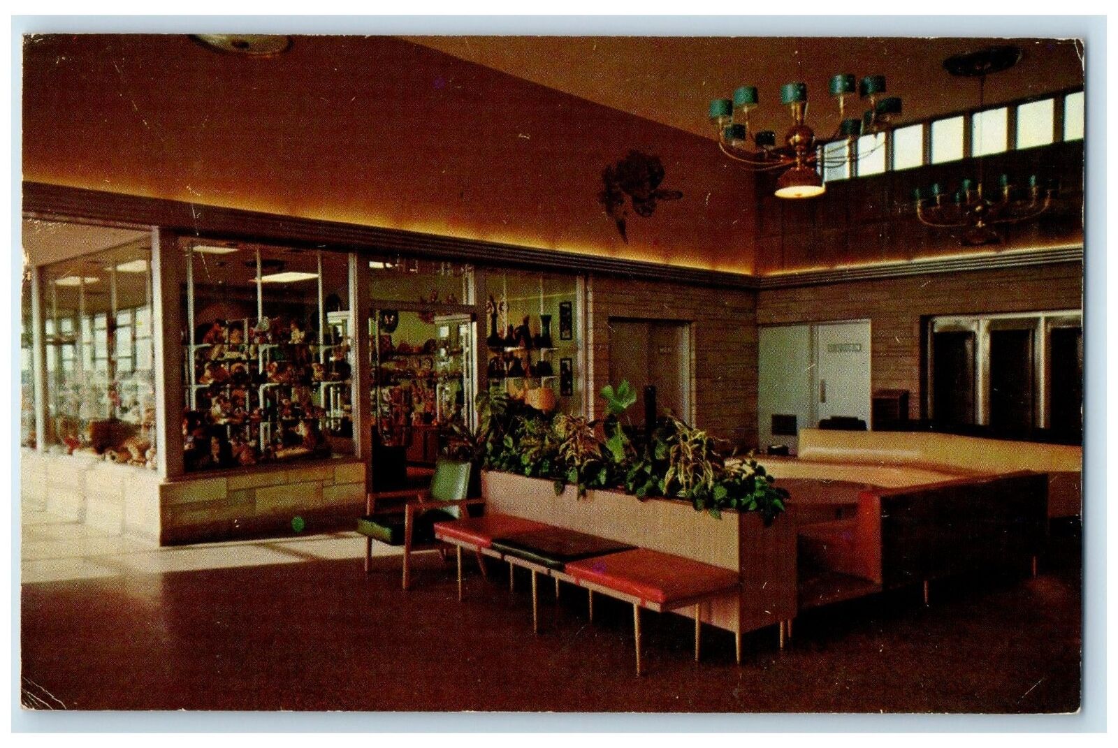 1957 Gift Shop And Lobby Glass House Restaurant Gary Indiana IN Posted Postcard