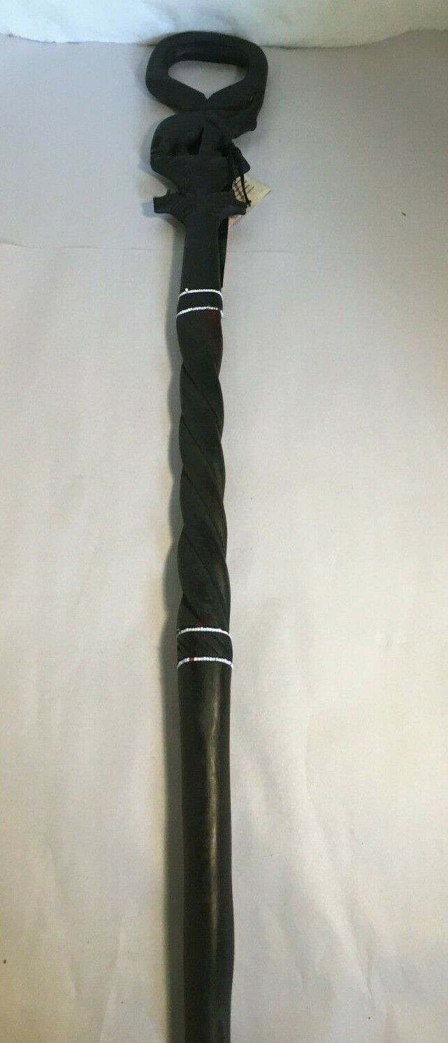 Mahazo Ethnic Spirit Modern Africa Hand Carved Walking Stick 36.25 Inches (EL3)