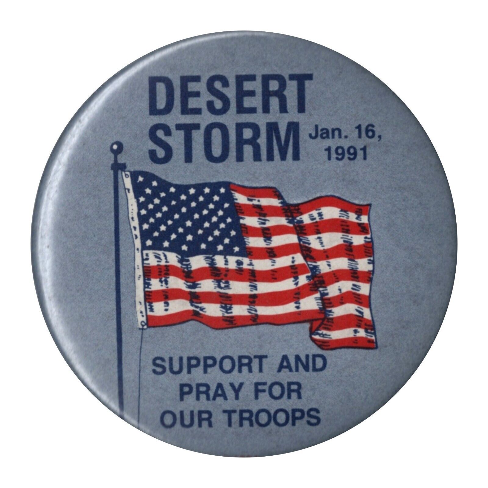 Vtg. 1991 Operation Desert Storm Button Pin 90s Gulf War Military Support Troops
