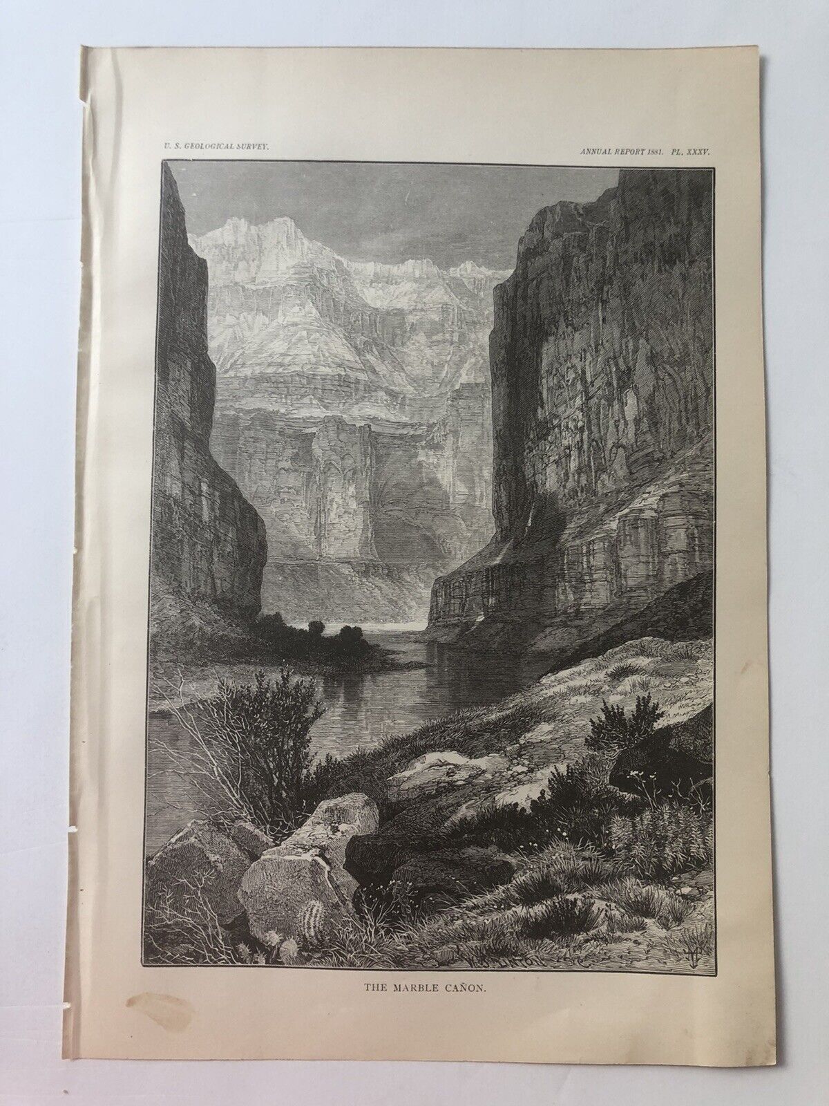 c1881 Antique Survey Print View The Marble Canyon & The Colorado River #111120