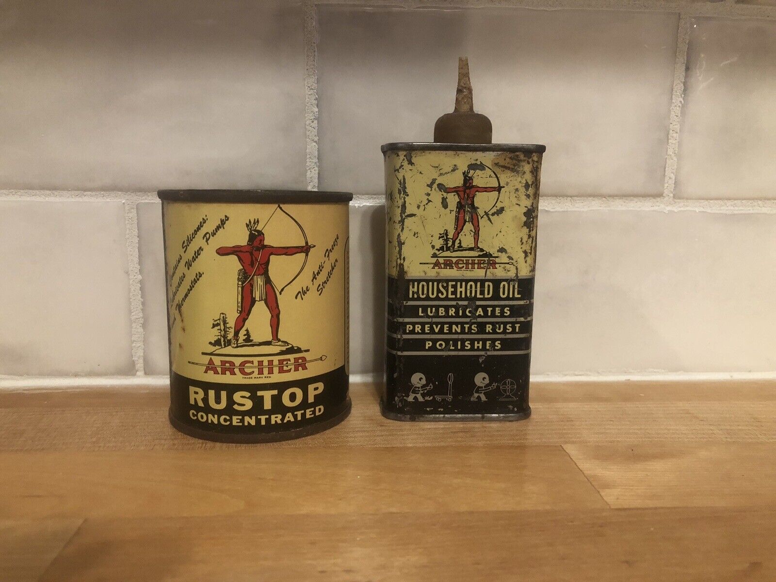 Archer Household Oil Can And Archer Rustop Can. Antique Oil Cans. Nice Shape