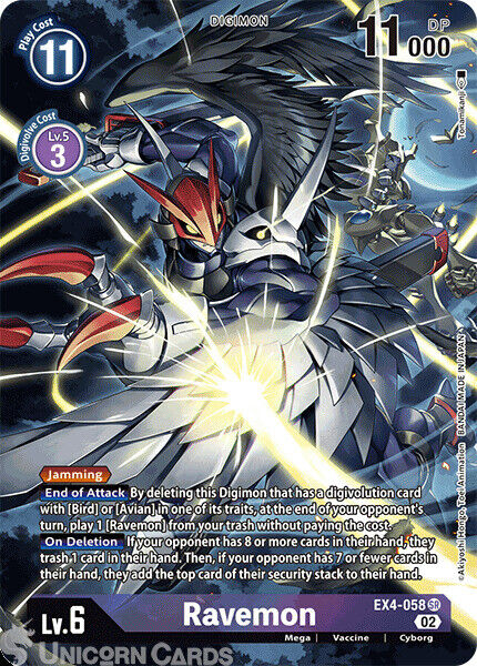 EX4-058 Ravemon :: Super Rare Alternative Art Digimon Card :: EX04: Alternative 