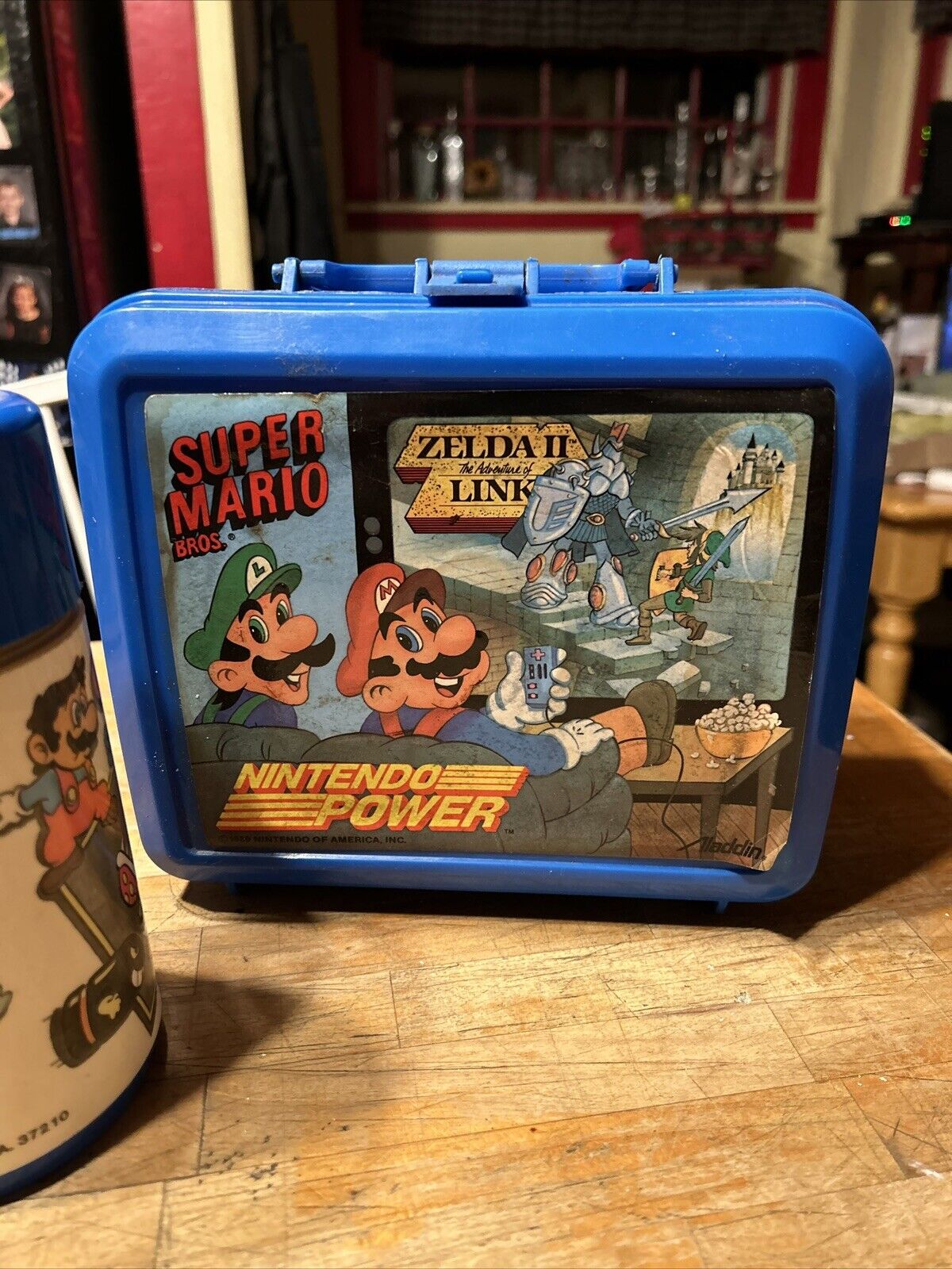 VTG Aladdin 1989 Nintendo Power Super Mario Bros Zelda 2 Blue Lunchbox