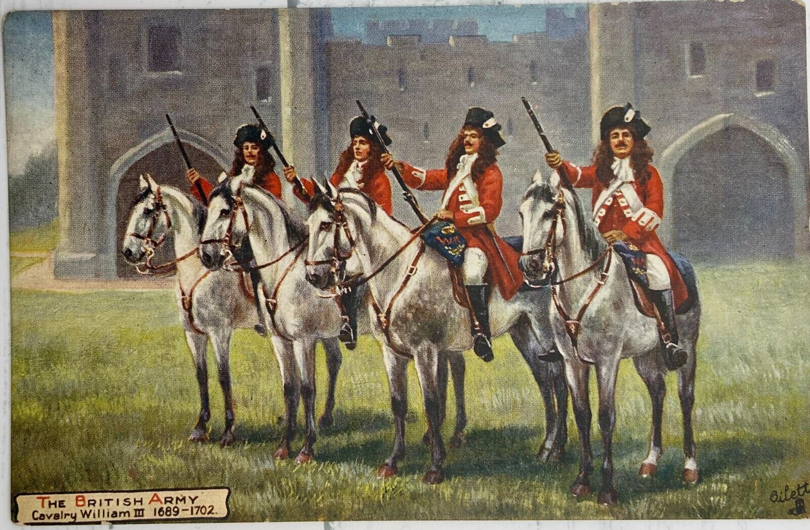 Tuck\'s Oilette Postcard ~ The British Army Cavalry William III 1689-1702