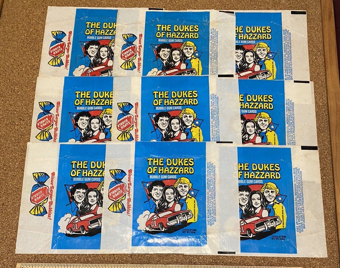 VINTAGE 1980 DONRUSS DUKES OF HAZZARD TV TRADING CARD WAX WRAPPERS LOT VGC